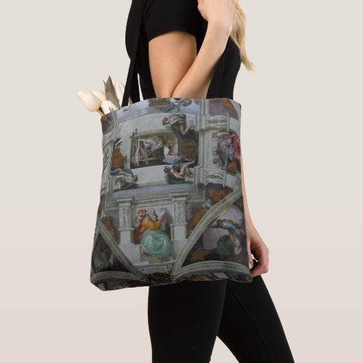Sistine Chapel Ceiling, Rome Italië (wearable art! Tote Bag (Dichtbij)