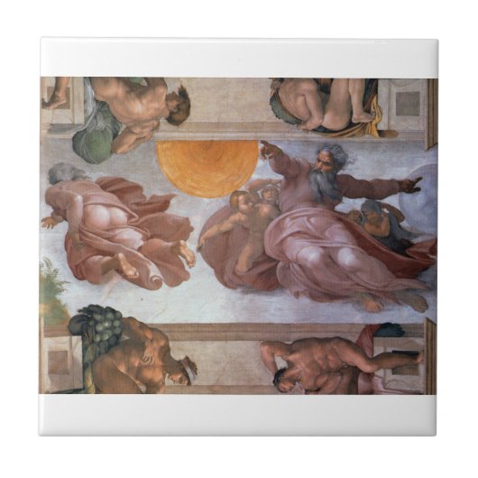 Sistine Chapel Ceiling Sun & Moon Michelangelo Tegeltje (Voorkant)