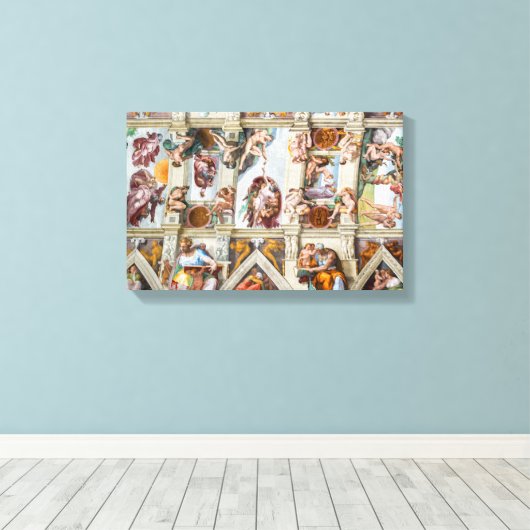 Sistine Chapel Michelangelo - Vaticaan, Rome, Ital Canvas Afdruk (Insitu (Houten vloer))