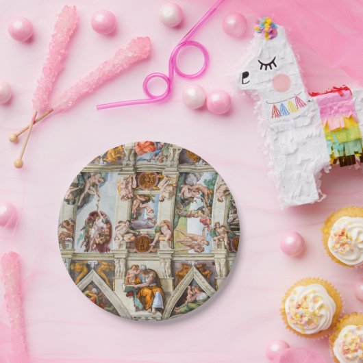 Sistine Chapel Michelangelo - Vaticaan, Rome, Ital Papieren Bordje (Feest)