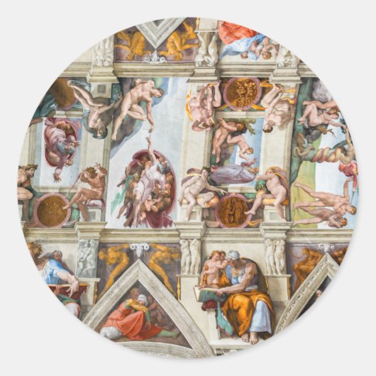 Sistine Chapel Michelangelo - Vaticaan, Rome, Ital Ronde Sticker (Voorkant)