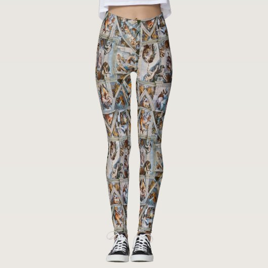 Sistine Chapel van Michelangelo Yoga Running Leggings (Voorkant)