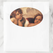 Sistine Madonna 2 Angels door Raphael Ovale Sticker (Tas)