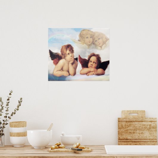 Sistine Madonna 2 Angels door Raphael Poster (Keuken)