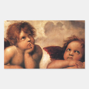 Sistine Madonna 2 Angels door Raphael Rechthoekige Sticker
