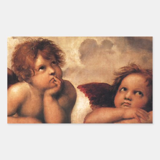 Sistine Madonna 2 Angels door Raphael Rechthoekige Sticker (Voorkant)