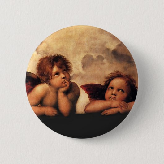 Sistine Madonna 2 Angels door Raphael Ronde Button 5,7 Cm (Voorkant)