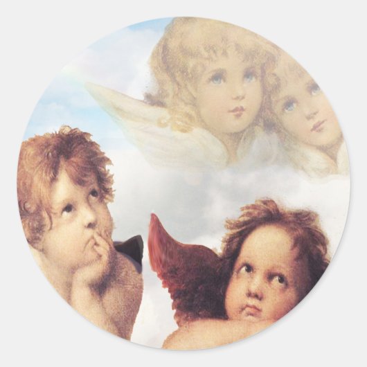 Sistine Madonna 2 Angels door Raphael Ronde Sticker (Voorkant)