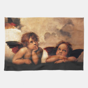 Sistine Madonna 2 Angels door Raphael Theedoek