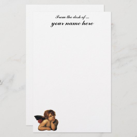 Sistine Madonna, Angels detail van Raphael Sanzio Briefpapier (Voorkant / Achterkant)