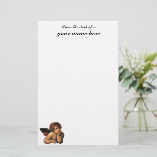 Sistine Madonna, Angels detail van Raphael Sanzio Briefpapier (Staand voorkant)