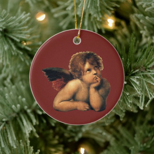 Sistine Madonna, Angels detail van Raphael Sanzio Keramisch Ornament (Boom)