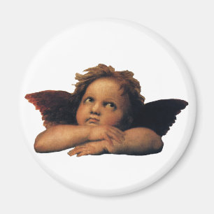 Sistine Madonna, Angels detail van Raphael Sanzio Magneet