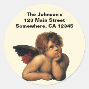 Sistine Madonna, Angels detail van Raphael Sanzio Ronde Sticker