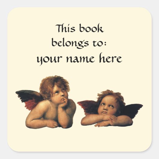 Sistine Madonna Angels door Raphael Bookplate Vierkante Sticker (Voorkant)