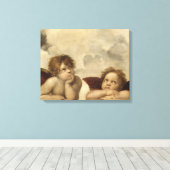 Sistine Madonna Angels door Raphael Canvas Afdruk (Insitu (Houten vloer))