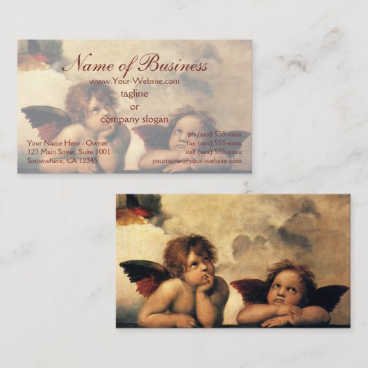 Sistine Madonna Angels door Raphael Raffaello Visitekaartje (Voorkant / Achterkant)