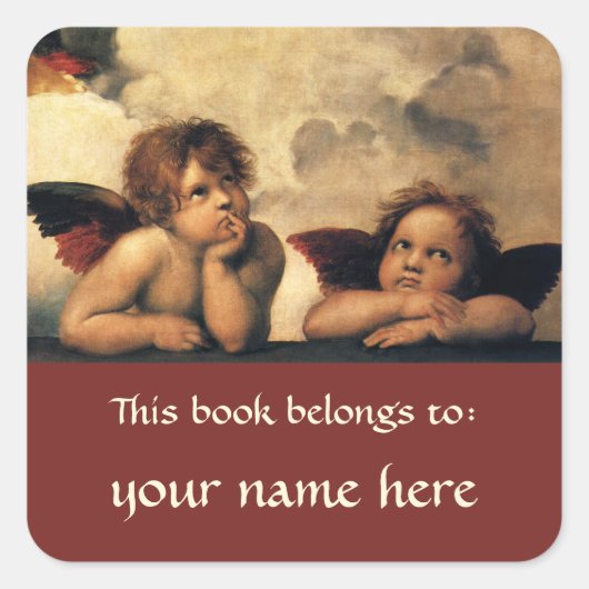 Sistine Madonna Angels door Raphael, renaissance A Vierkante Sticker (Voorkant)