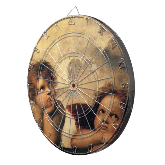 Sistine Madonna Angels door Raphael Sanzio Dartbord (Voorkant Rechts)