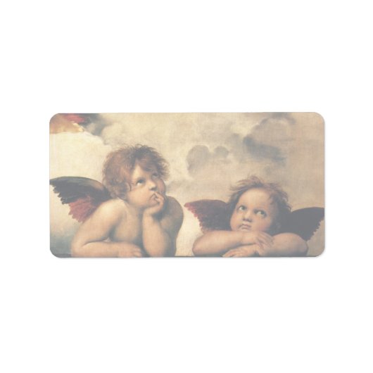 Sistine Madonna Angels door Raphael Sanzio Etiket (Voorkant)