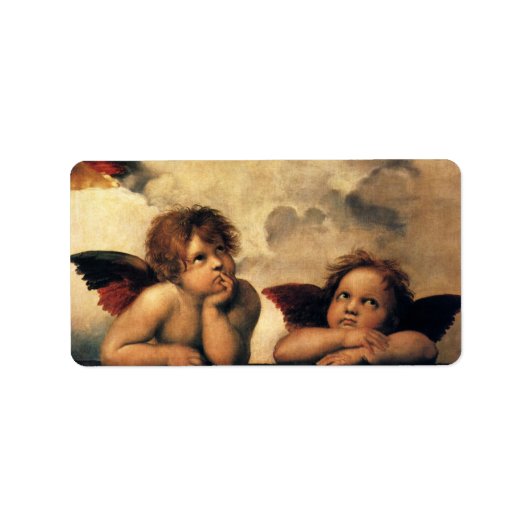 Sistine Madonna Angels door Raphael Sanzio Etiket (Voorkant)