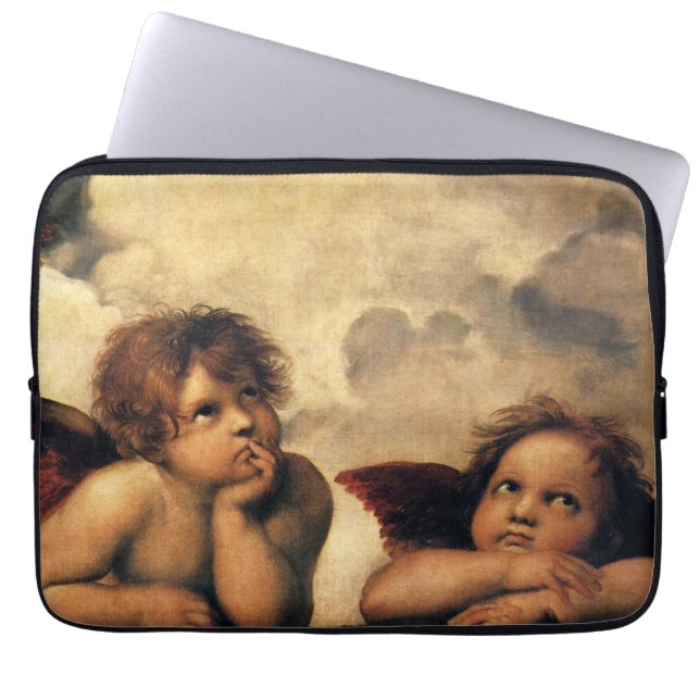 Sistine Madonna Angels door Raphael Sanzio Laptop Sleeve (Voorkant)