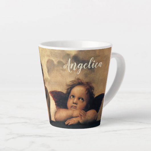 Sistine Madonna Angels door Raphael Sanzio Latte Mok (Rechterhoek)