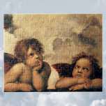 Sistine Madonna Angels door Raphael Sanzio Legpuzzel<br><div class="desc">Sistine Madonna (detail) (c. 1512-1514). Artiest: Raphael Sanzio (1483-1520) of gewoon Raphael of Raffaello. Sistine Madonna (detail) is een  schilderij van Renaissance met een fijne kunstschilderij met twee engelen die naar boven kijken naar de wolken en de hemelen.</div>