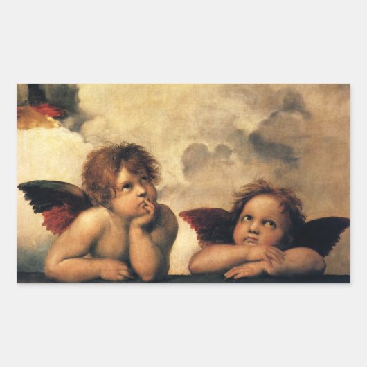 Sistine Madonna Angels door Raphael Sanzio Rechthoekige Sticker (Voorkant)