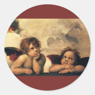 Sistine Madonna Angels door Raphael Sanzio Ronde Sticker