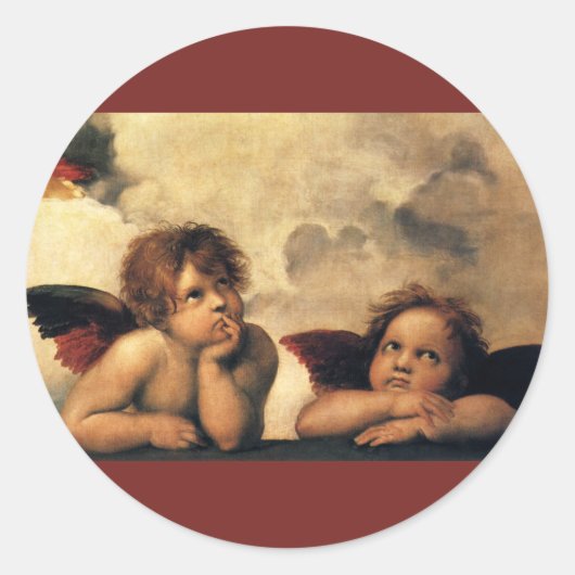 Sistine Madonna Angels door Raphael Sanzio Ronde Sticker (Voorkant)