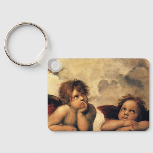 Sistine Madonna Angels door Raphael Sanzio Sleutelhanger (Achterkant)