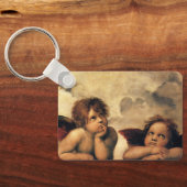 Sistine Madonna Angels door Raphael Sanzio Sleutelhanger (Achterkant)