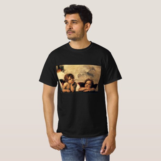 Sistine Madonna Angels door Raphael Sanzio T-shirt (Voorkant volledig)