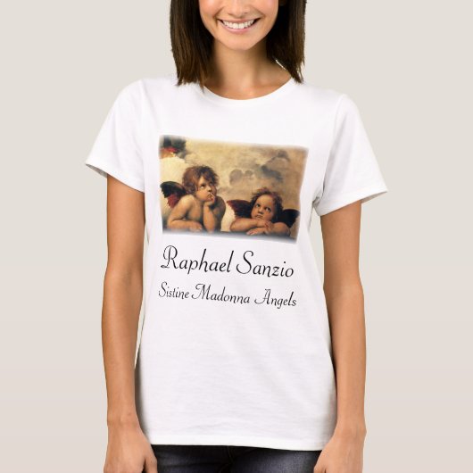 Sistine Madonna Angels door Raphael Sanzio T-shirt (Voorkant)