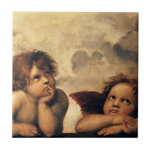 Sistine Madonna Angels door Raphael Sanzio Tegeltje (Voorkant)