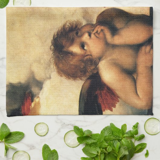 Sistine Madonna Angels door Raphael Sanzio Theedoek (Gevouwen)