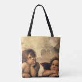 Sistine Madonna Angels door Raphael Sanzio Tote Bag (Achterkant)