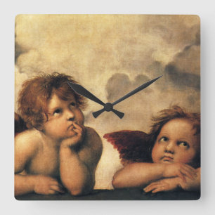 Sistine Madonna Angels door Raphael Sanzio Vierkante Klok