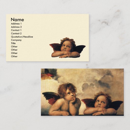 Sistine Madonna Angels door Raphael Sanzio Visitekaartje (Voorkant / Achterkant)