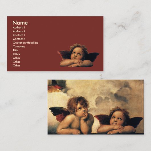 Sistine Madonna Angels door Raphael Sanzio Visitekaartje (Voorkant / Achterkant)