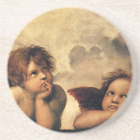 Sistine Madonna Angels door Raphael Sanzio Zandsteen Onderzetter (Voorkant)