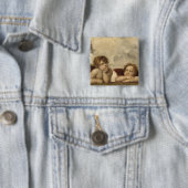 Sistine Madonna Angels door Raphael Vierkante Button 5,1 Cm (In situ)