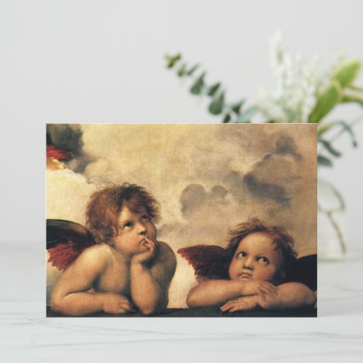 Sistine Madonna Angels door Raphael Wedding Kaart (Staand voorkant)