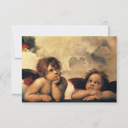 Sistine Madonna Angels door Raphael Wedding RSVP Kaartje (Voorkant)