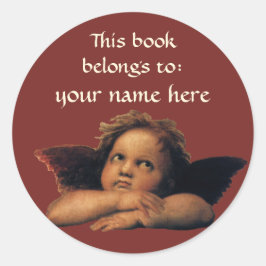 Sistine Madonna-Engelen door Raphael Ex-libris Ronde Sticker