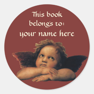 Sistine Madonna-Engelen door Raphael Ex-libris Ronde Sticker