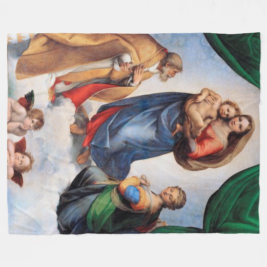 Sistine Madonna, Raphael Fleece Deken (Voorkant (Horizontaal))