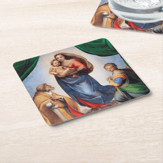 Sistine Madonna, Raphael Kartonnen Onderzetters (Schuin)
