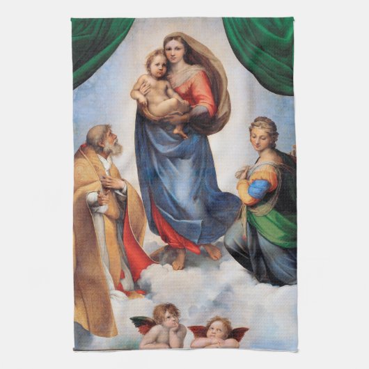 Sistine Madonna, Raphael Theedoek (Verticaal)